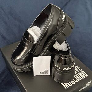 Love Moschino Black Patent Platform Loafers. 100% authentic